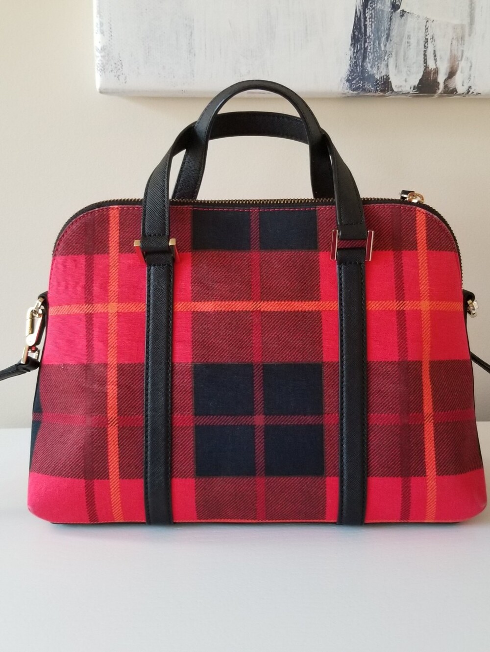 Kate Spade Newbury Lane Plaid Satchel Crossbody Bag - Picture 3 of 11